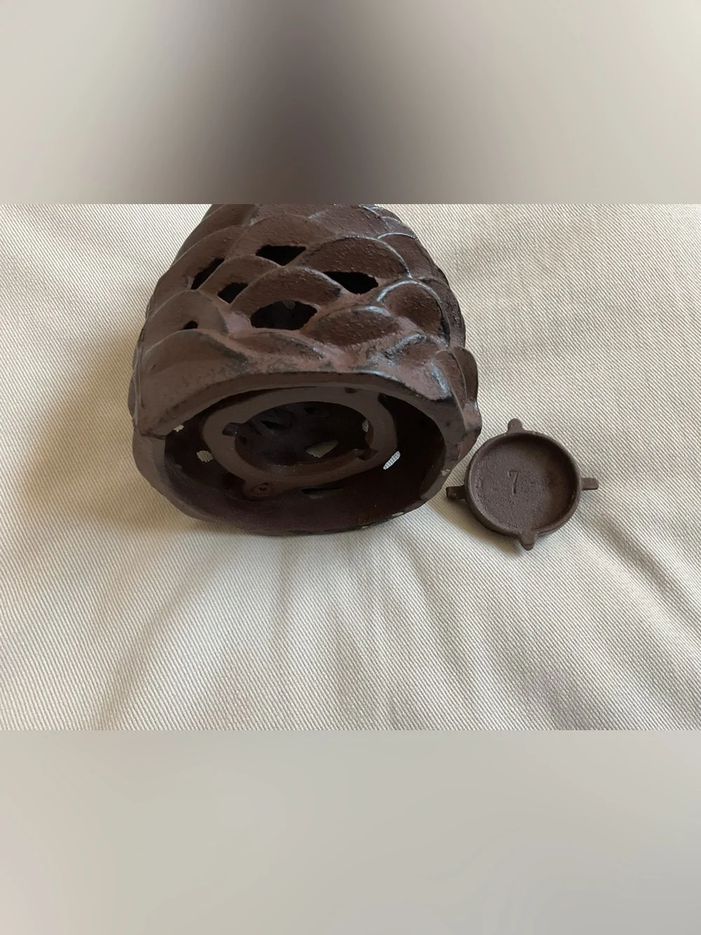 Rustic Cast Iron Pinecone Tea Light Lantern